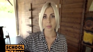 Its POV - Bartending blonde swallows your jizz so you keep her secret