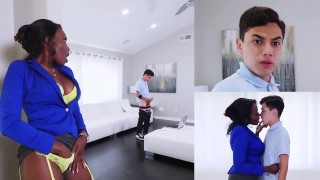 bangbros - black stepmom osa lovely catches juan el caballo loco wanking his white willy