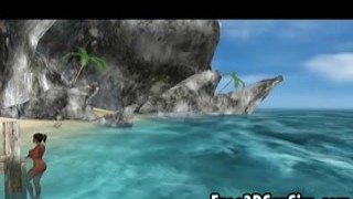 sexy teenage cartoon ebony girl swimming in a pool