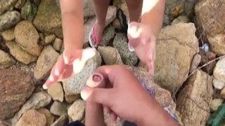 Hot Blonde Doing Blowjob on the Beach