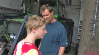 ugly chubby blonde garage boss fuck her employee eating his cum