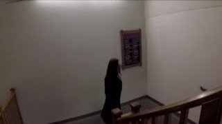 Cute Brunette Flashing at the Bookstore