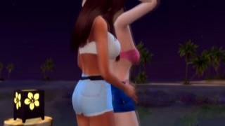 After a wild beach party, two young women enjoy some intimate moments together