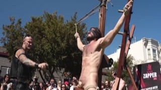 Christian smashes the mallet into Vanders balls