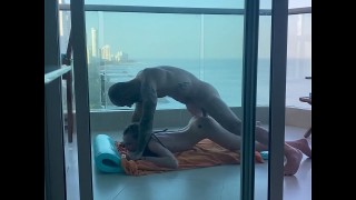 on a balcony in cartagena a young student gets her pretty little ass filled 