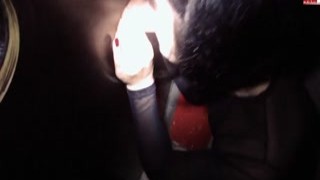 Gloryhole premiere - 3 Schwänze entsaftet mit Masken-Lady