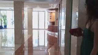 Flashing in Hotel Lobby