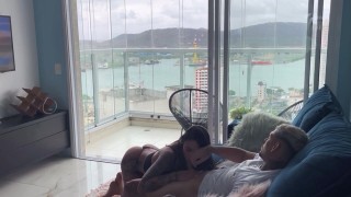 fucking the brunette s pussy on the couch