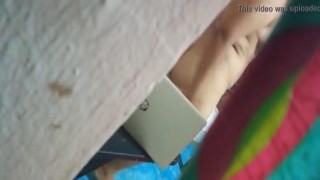 "Chubby woman with a round face exposed her backside