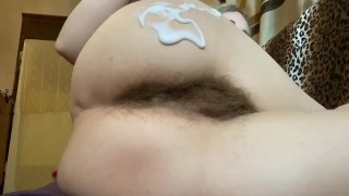 natural hairy girl body lotion session . hairy pussy hairy ass hairy legs and hairy armpits by cutieblonde