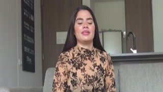 Small tits teeny gets deepthroated hard during a modelling casting