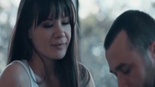 Guy licks then fucks brunette girlfriend
