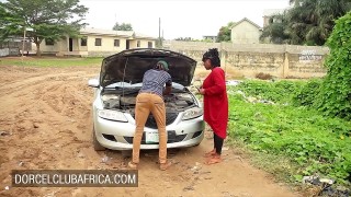 busty ebony pays the mechanic with great sex