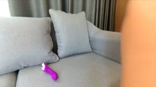 PassionBunny - Perfect girl play with vibrator on sofa