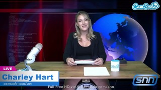 camsoda - hot blonde milf rides sybian and masturbates during news cast