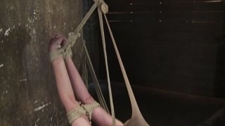 Lesbian bound in stressful crouch