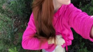 freckledRED - Exhibitionist freckledRED Rubs Her Big Clit Outdoors Until Moaning Orgasm 2