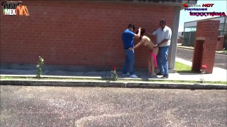danna hot walking naked in the avenue and having sex in public with two friends