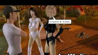 Two hot 3D cartoon chicks sucking on a stiff prick