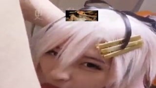 Anime girl is sucking small dick