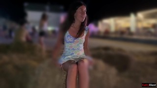 shameless girl took off her panties in public