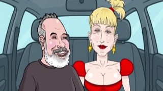 The sentence is "Ted's Ride in Cartoon