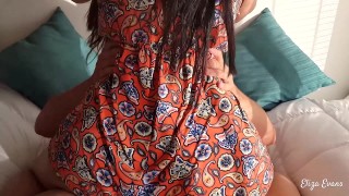 my big-assed friend visits me in a short dress and we fuck hard without a condom i finish it inside