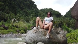 PassionBunny - Amazing beauty model play with pussy outdoor