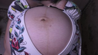thick wife with a huge pregnant belly ride in a cowgirl position her hubby until she cum a lot - milky mari