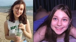 hooking up at the beach - cutie makes him cum three times 