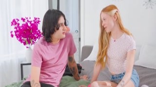Teen stepsis giving her stepbro blowjob