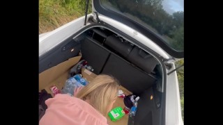 step mom young he feels the need to fuck her and parks the car on the side of the road and fucks her in public