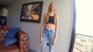 Blonde cute ass Latina didnt expect a big dick when she came to audition