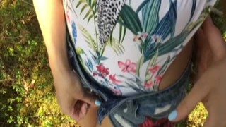 Alisa Lovely - Passerby Guy Caught Beautiful Girl Masturbating in the Woods and Fucked her Doggystyle on Outdoors