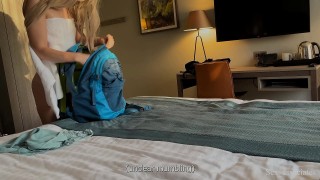 stepmom shares the bed and her ass with a stepson