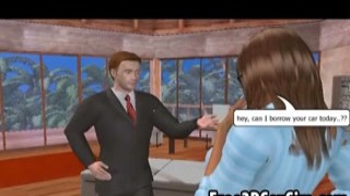 two beautiful 3d cartoon ladies getting nailed poolside