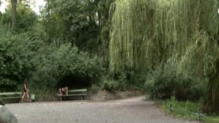 Euro blond spanked in public park