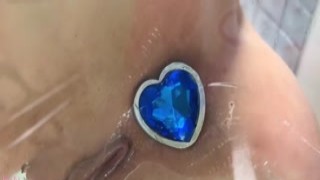 Helly Rite - Cutie Plays with Butt Plug and Teases you with Wet Pussy and Ass through Glass