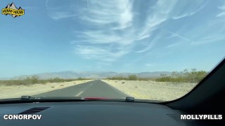 college slut gets roadside creampie - molly pills - public fucking in car pov 4k