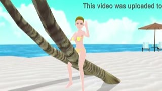 Emma tried on micro bikinis on the beach