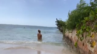 Shannon Blake doing Naked Yoga at the beach