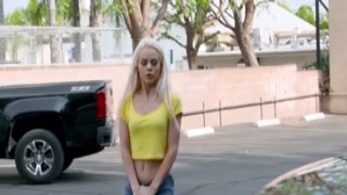 The 18-year-old girl sat in the back seat of the car, her mouth open and her tongue out as she eagerly sucked on the large black cock that was thrusting in and out of her mouth