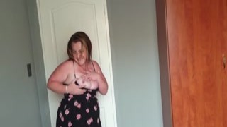 The user is asked to provide a list of three words that should be replaced in the given sentence, "fat girl playing dress up by trying on different dresses