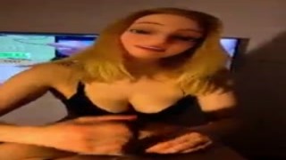 the cartoon character faced a sudden handjob denial, blushing furiously