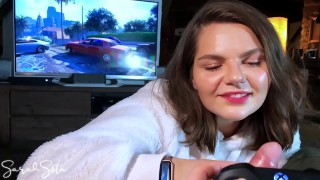 sucking him off while he is - how long will he last blowjob and handjob