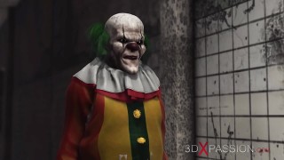 evil clown plays with a sweet horny college girl in an abandoned hospital