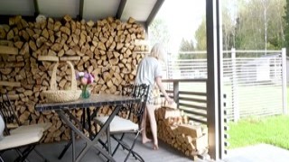 My 18 Teens - A girl with white hair walks outside the house and then masturbates on the couch