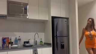 The original sentence is "massive natural tits mexican milf next door catches american neighbor jacking off