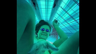 tanning booth pussy tease ass spreading miss luci