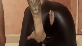 NutIsGolden - Sexy Babe in Latex Takes a Thick Cock in her Mouth and then Cum on her Ass